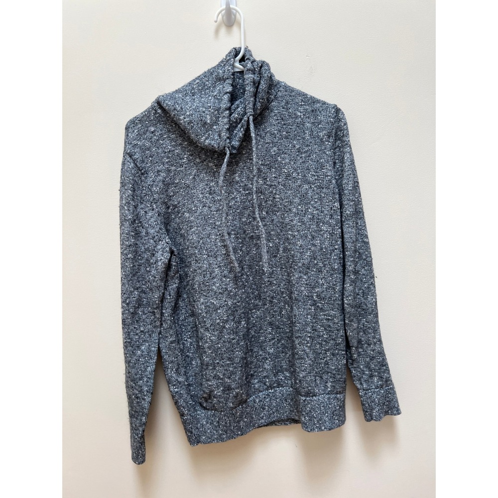 Womens M Gray Marled Funnel Neck Knit Sweater Pullover Cozy Warm Soft Comfy VTG